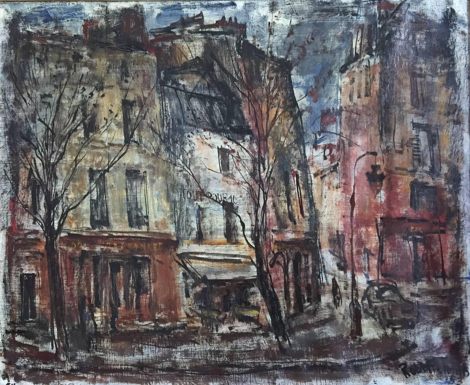 Quai De La Tournelle, Paris Street Scene Oil Painting, American Deaf Modernist