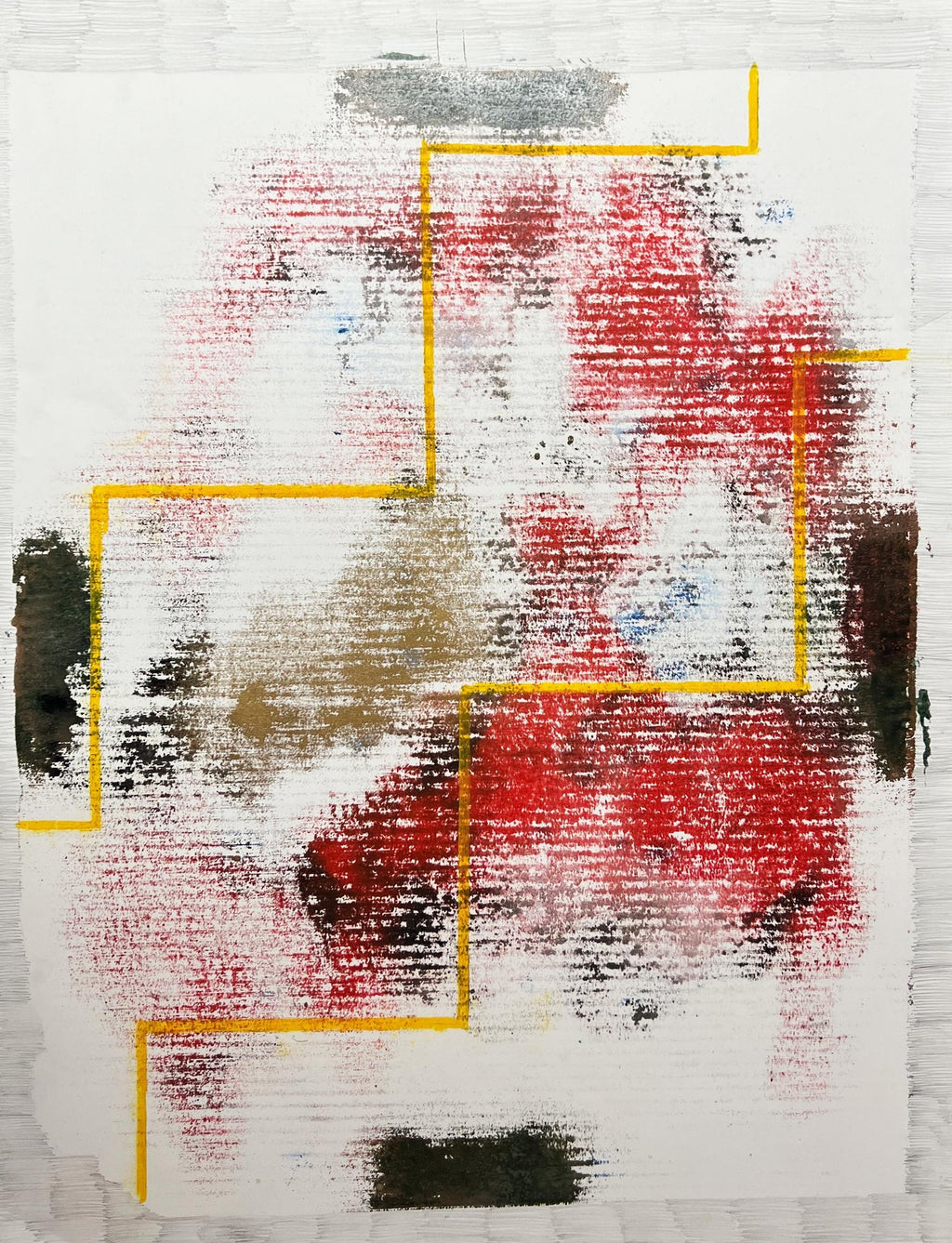 Unique Mixed Media on Handmade Paper with Gold Leaf Modernist Edition