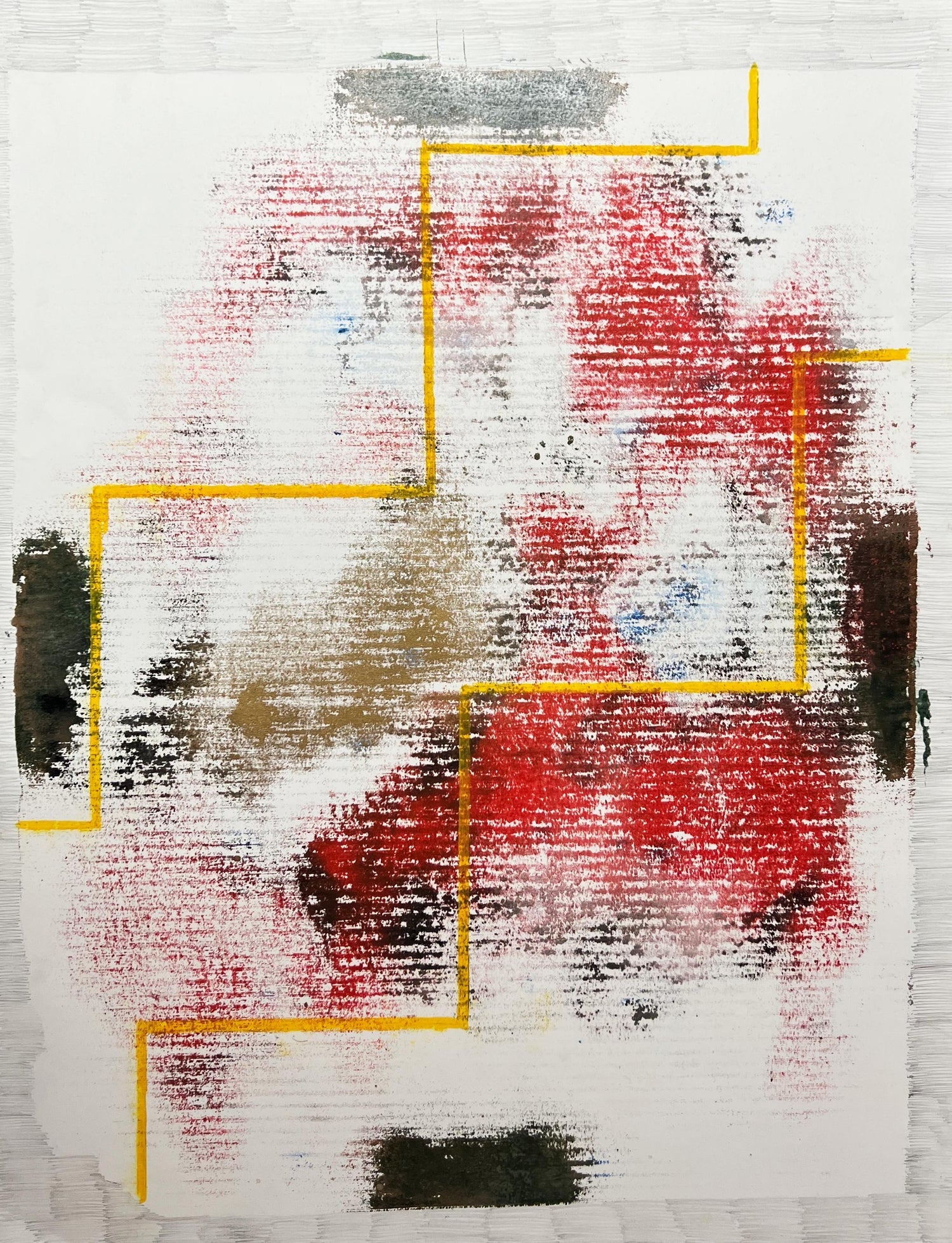 Unique Mixed Media on Handmade Paper with Gold Leaf Modernist Edition