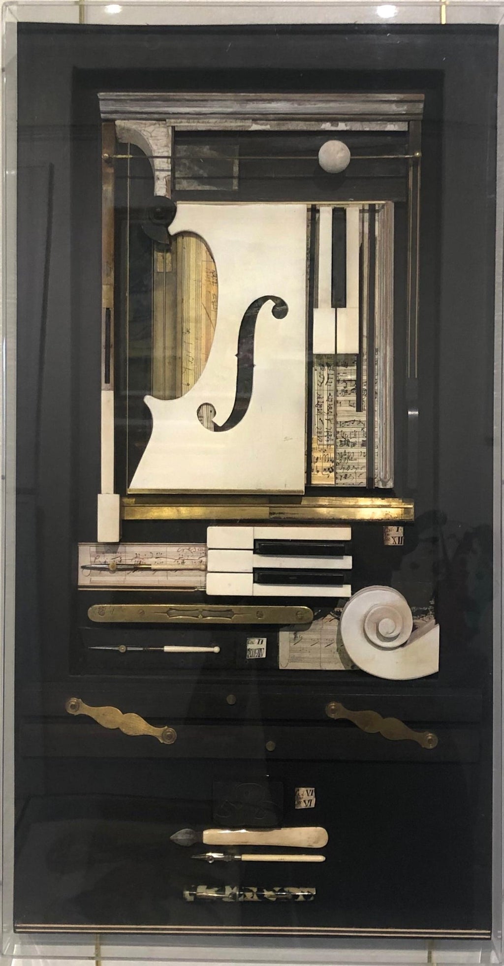 Violin Concerto Hand Signed Mixed media Arman Assemblage Collage New Years Card