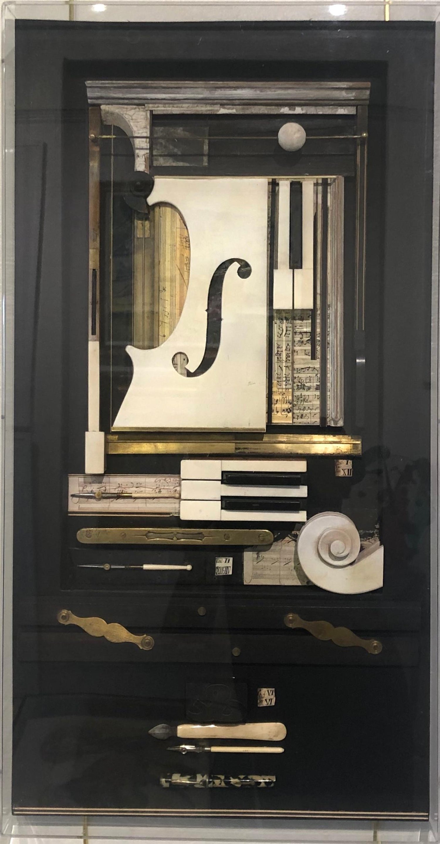 Violin Concerto Hand Signed Mixed media Arman Assemblage Collage New Years Card