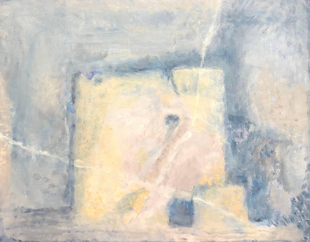 "Two for Francis" Mixed Media Figural Abstract Oil Painting