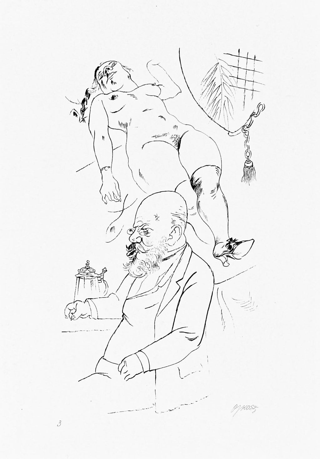 Large George Grosz 1923 Lithograph Die Rauber German Expressionism WPA Realism