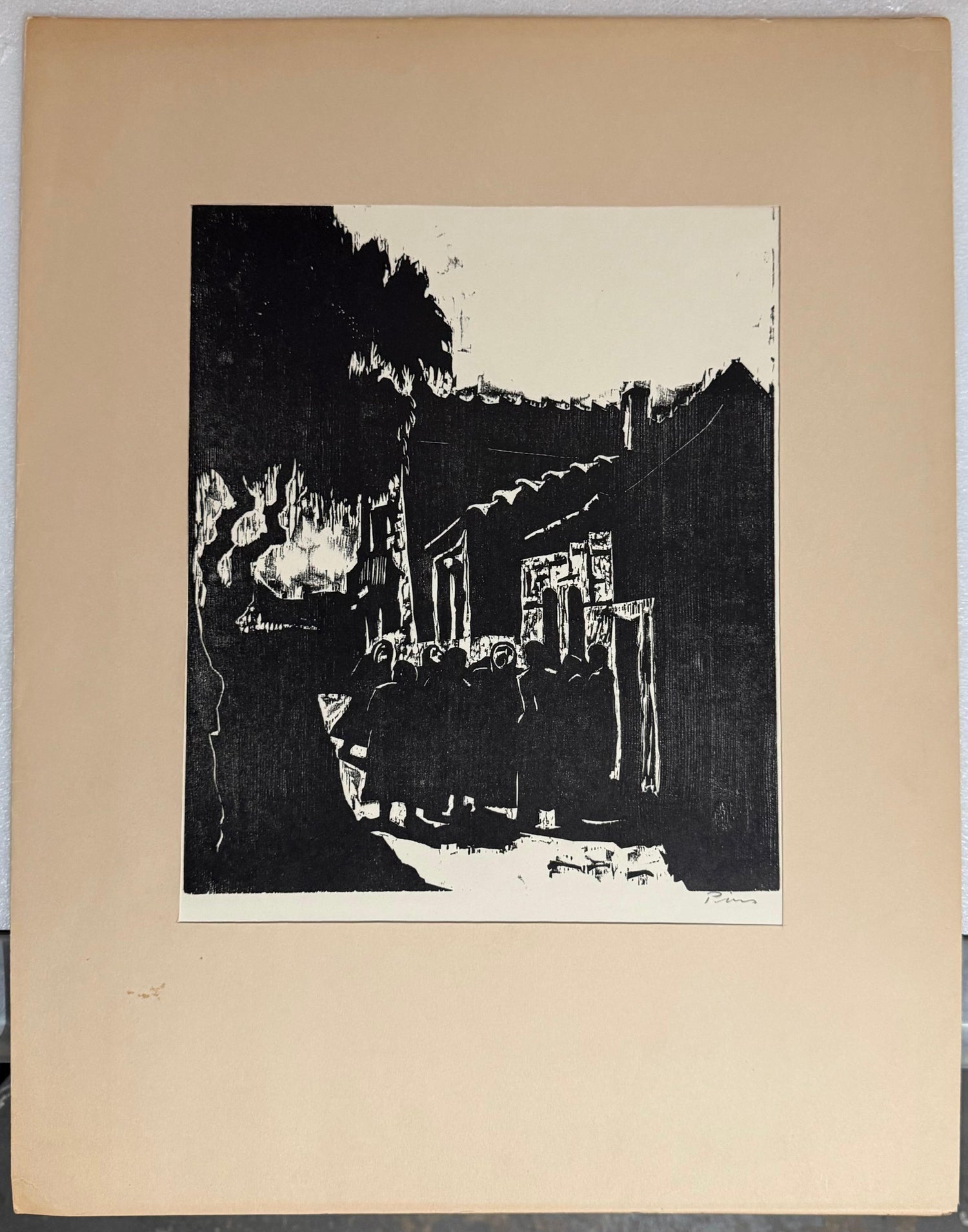 German Expressionist Woodcut Print Pencil Signed israeli Jerusalem Jacob Pins
