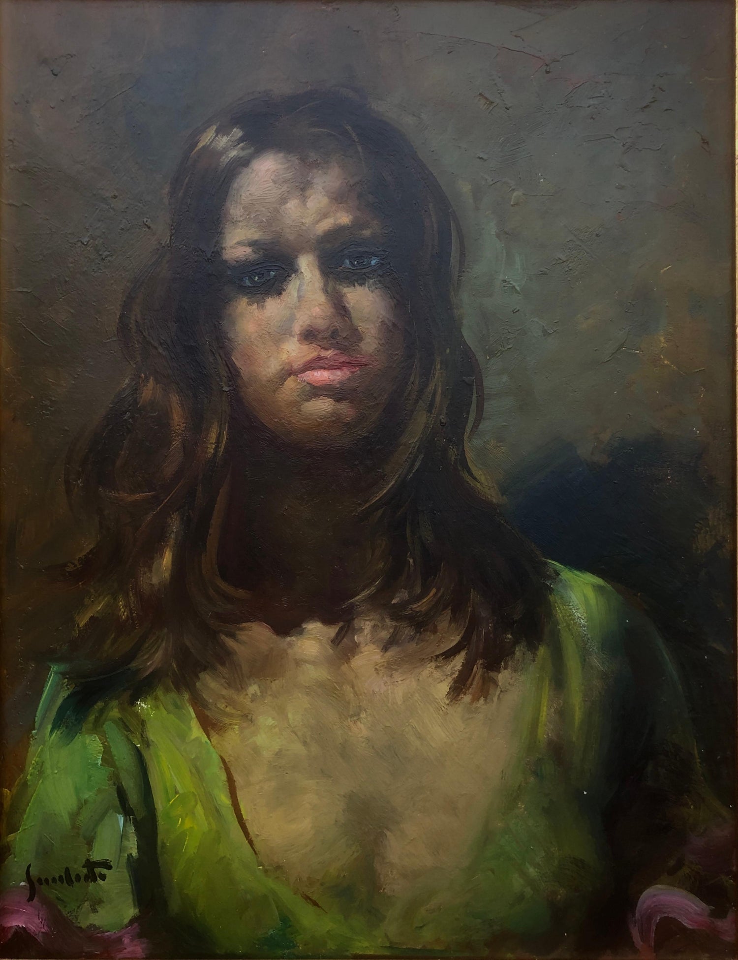 Rare Jewish Yemenite Woman Oil Painting Israeli Girl Judaica Itamar Siani