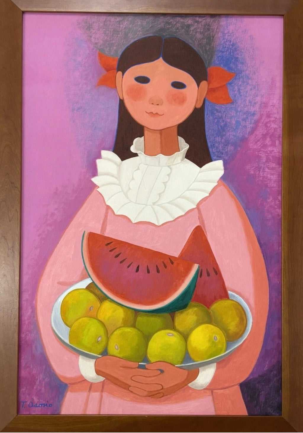 Mexican Modernist Painting Boy with Watermelon