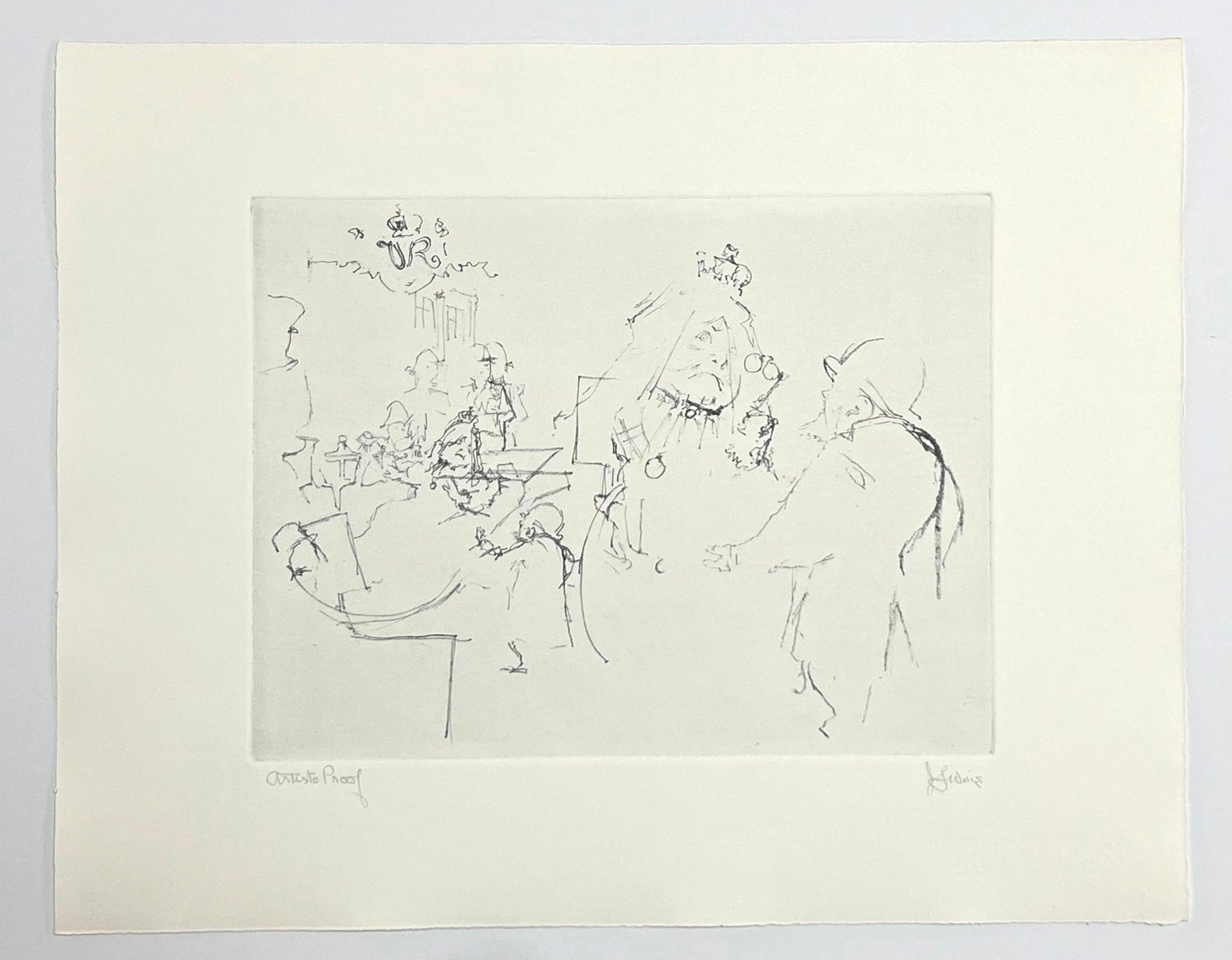 Dutch Fantastic Modern Etching, Jan Mensinga Old Master Style Wine Maker, Grapes