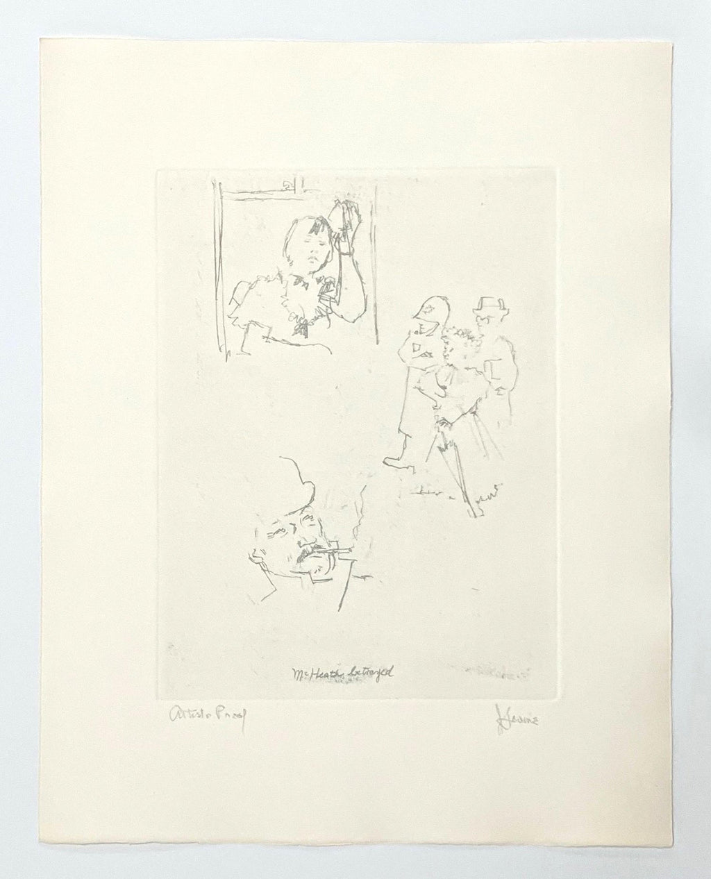 Jack Levine Modernist WPA Artist Ashkenazi Rabbi Etching Judaica Jewish Print