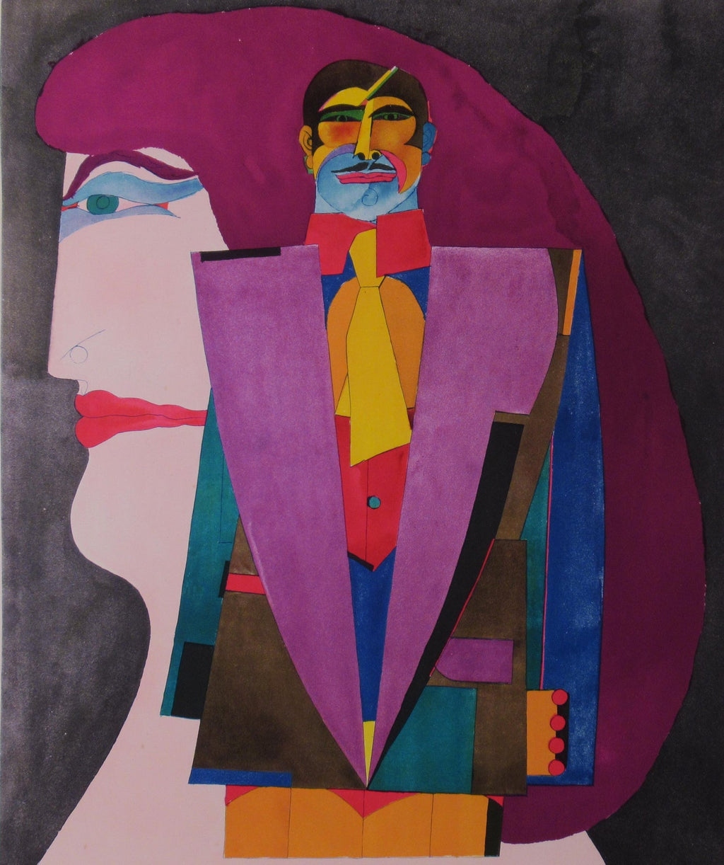 Vintage Modern Lithograph Poster 1960s Pop Art Mod Figure
