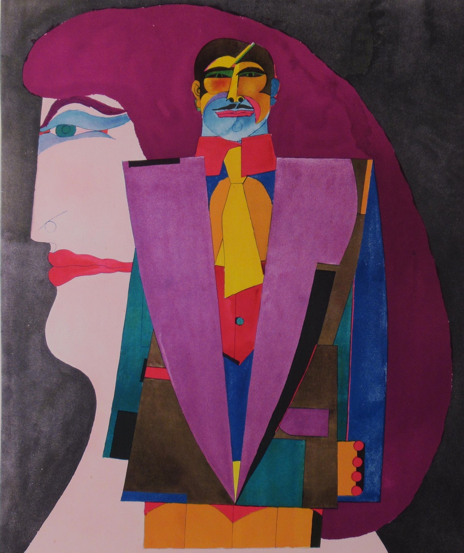 Vintage Modern Lithograph Poster 1960s Pop Art Mod Figure