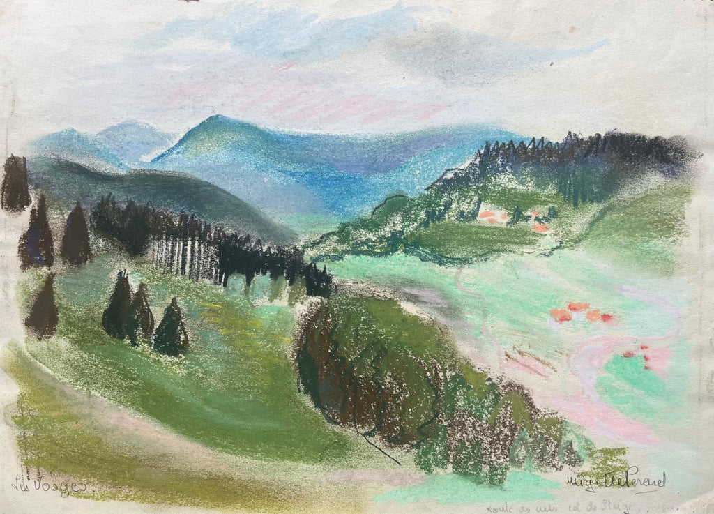 Large Pastel Landscape Purple Mountains Landscape American Modernist Painting