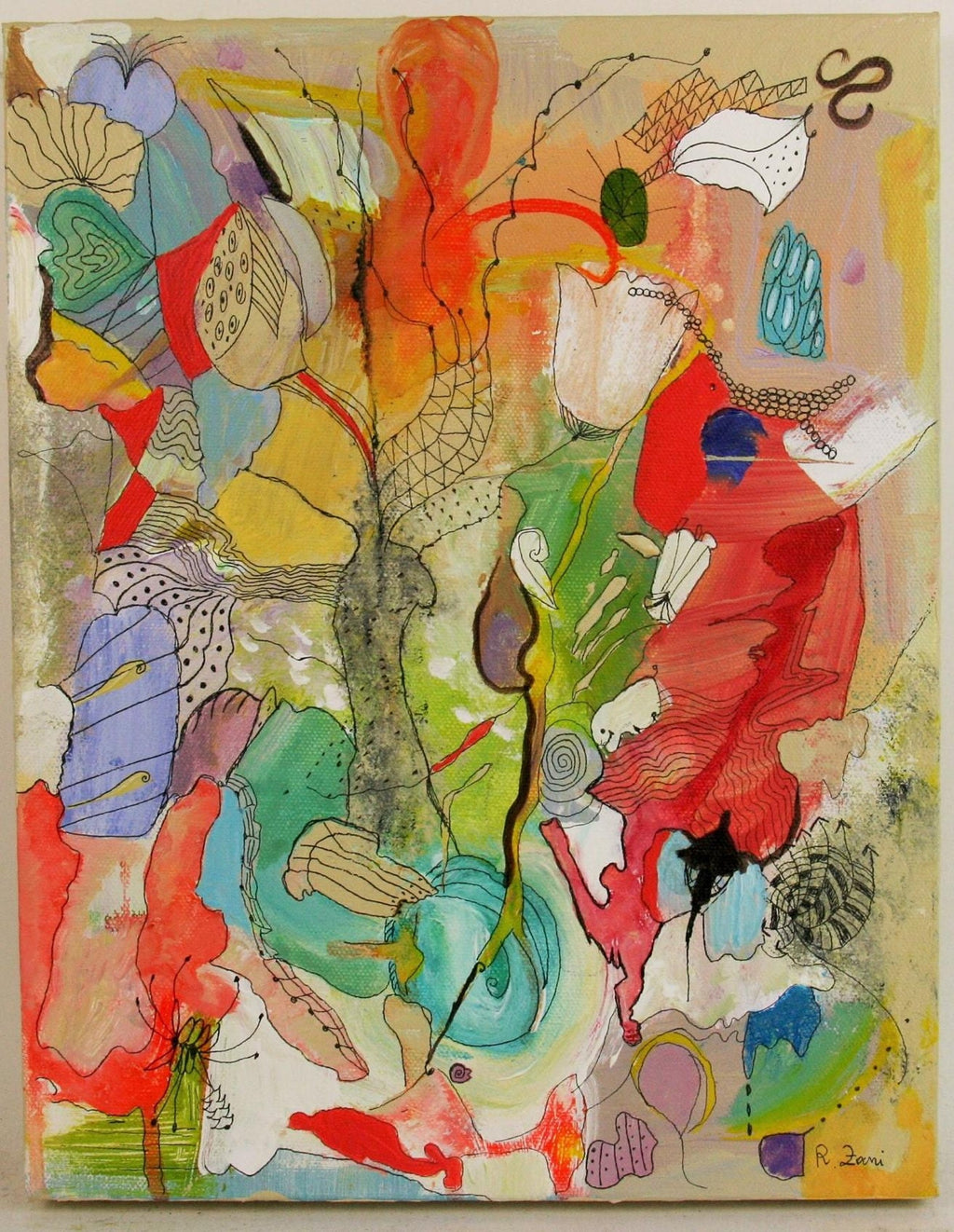 Abstract Surrealist Spray Paint Mixed Media Painting Mason Rader Outsider Art