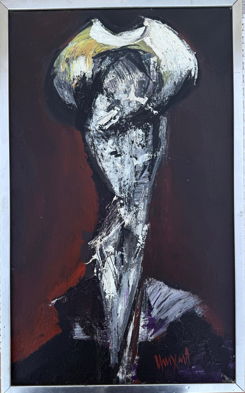 Spanish Catalan Modernist Oil Painting Drummer Boy Figurative Abstraction