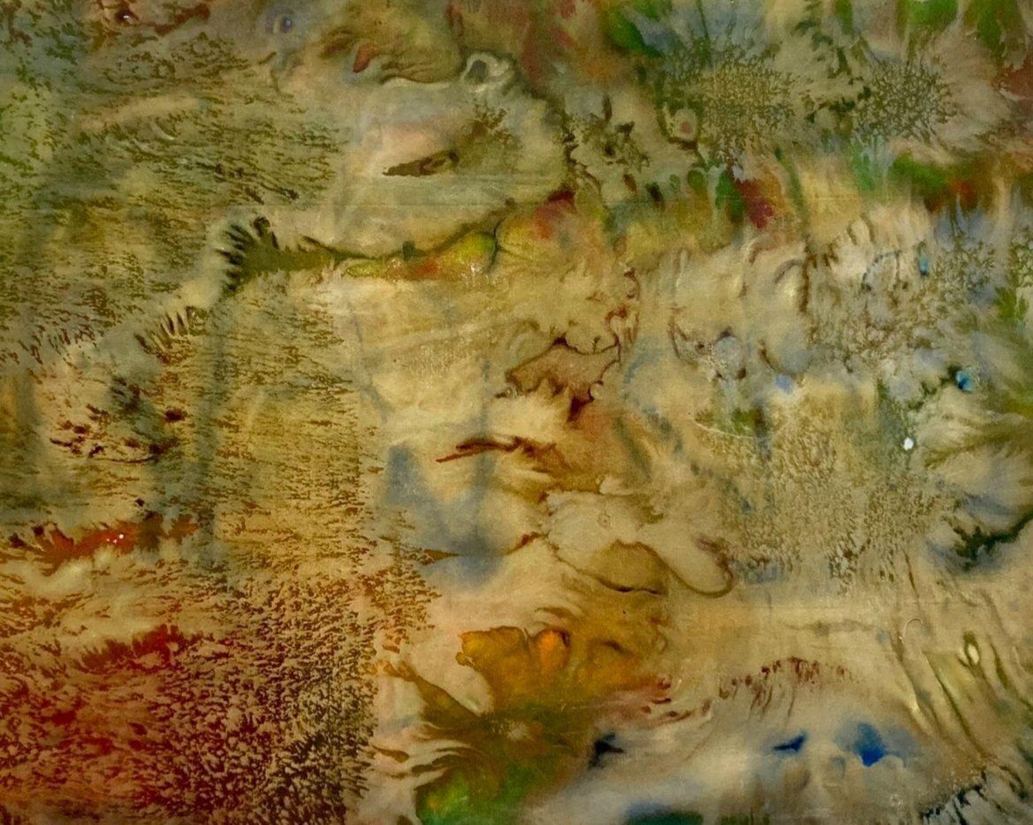 Large Abstract Mixed Media Lacquer Painting Stealthy Glow Scientific Abstraction