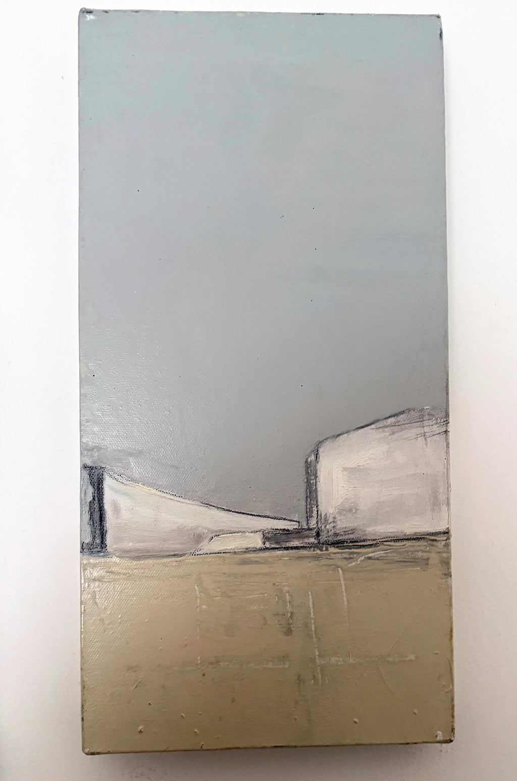 Israeli Modernist Oil Canvas Architecture Painting Dan Kedar, Bezalel Artist