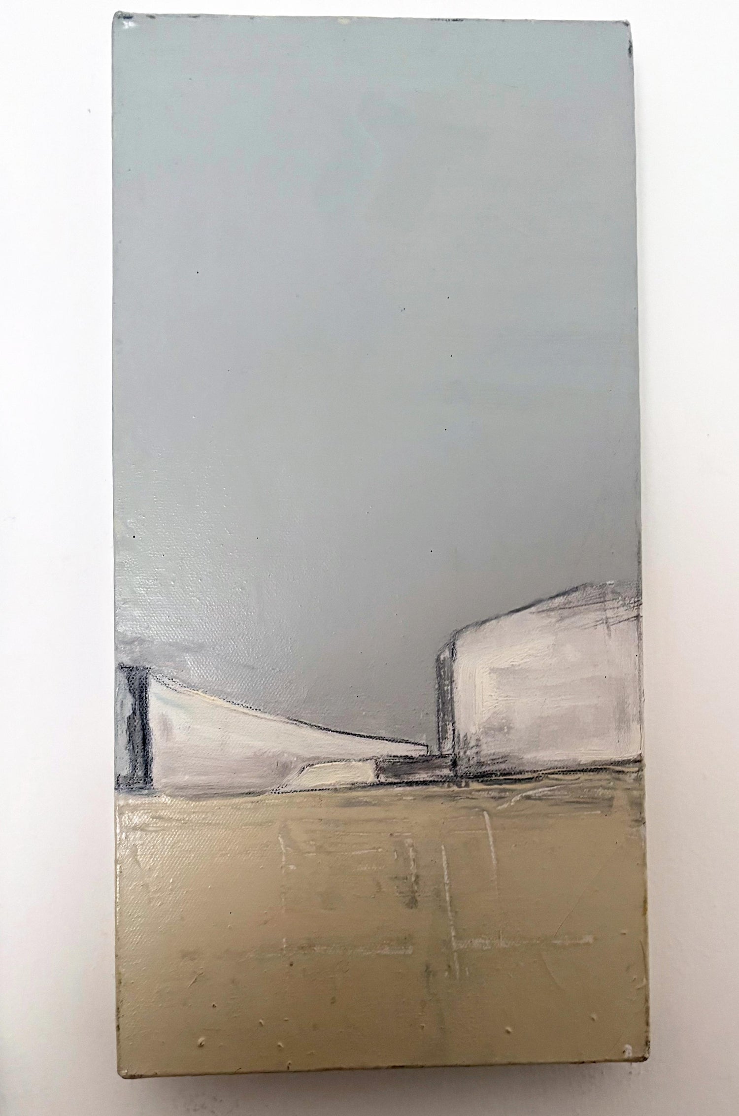 Israeli Modernist Oil Canvas Architecture Painting Dan Kedar, Bezalel Artist
