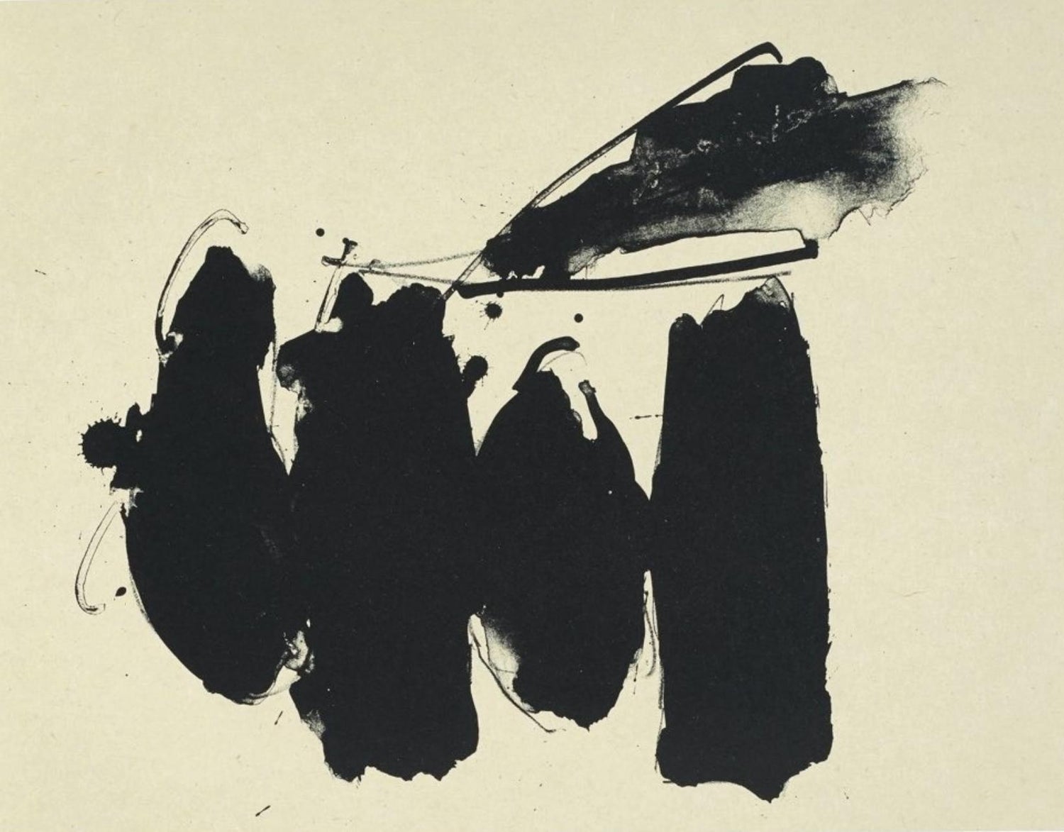 Large Robert Motherwell Lithograph Abstract Expressionist Lament for Lorca 1982