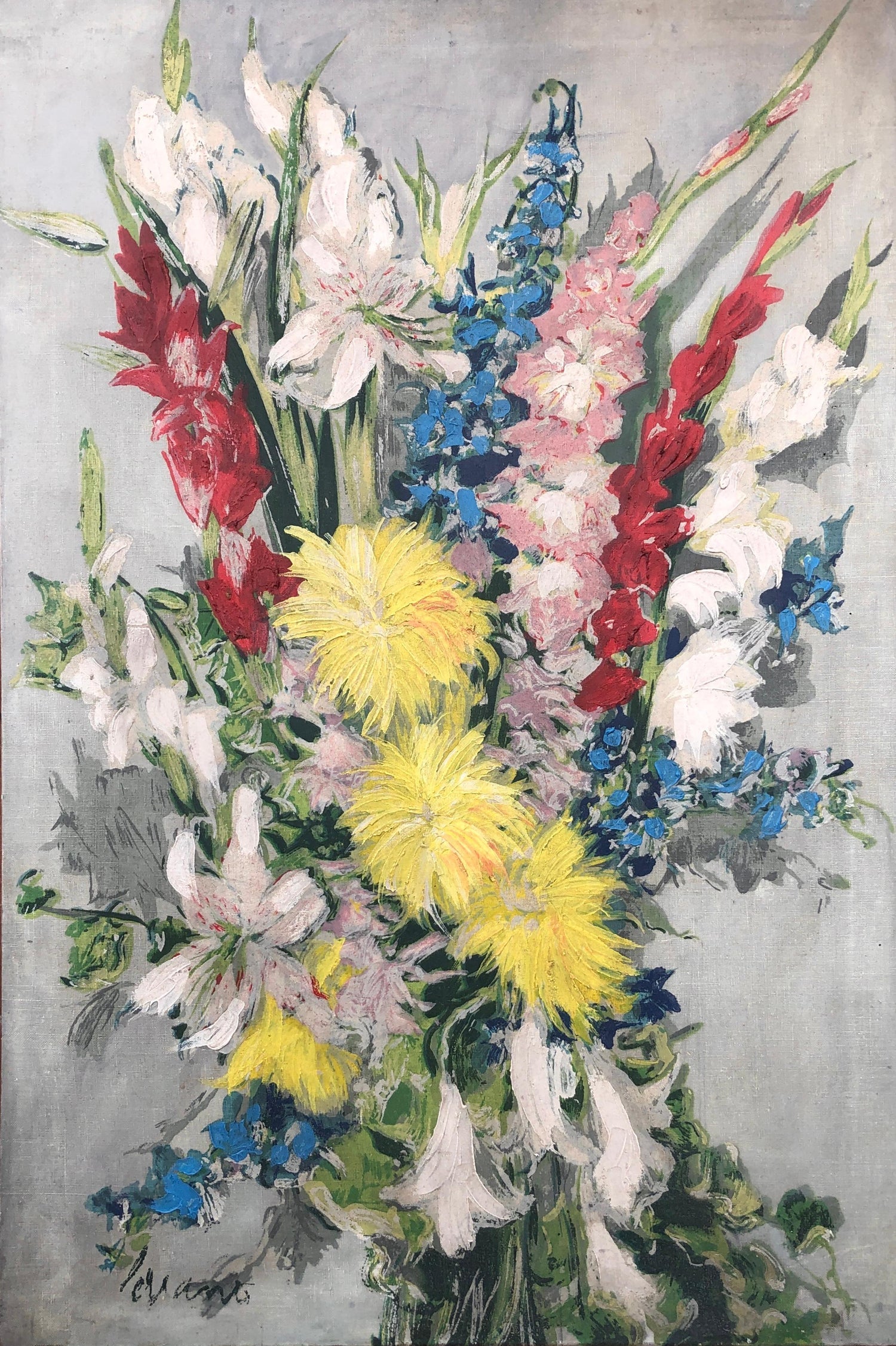 Wild Flowers Vibrant Colorful Modernist Oil Painting