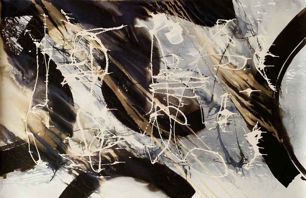 Abstract Gestural Drawing Chalk and Charcoal Drawing, Light Sculpture Artist