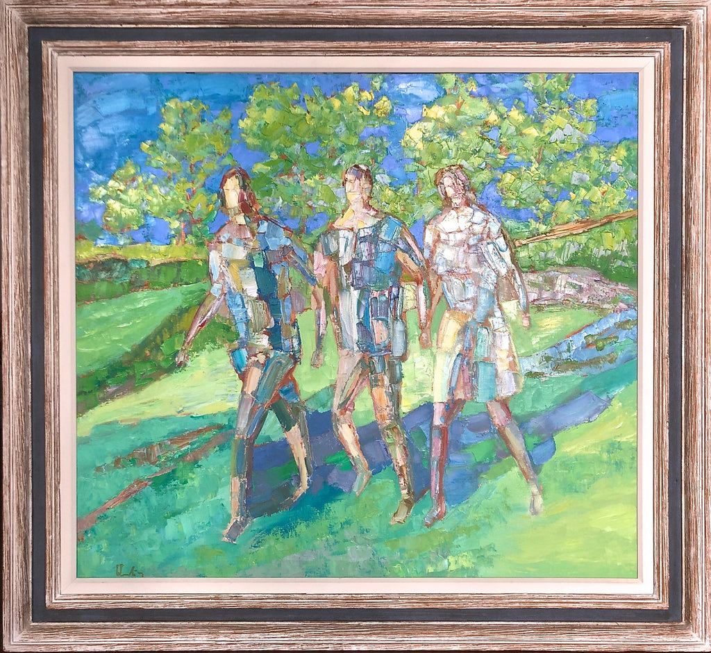 German American Abstract Expressionist Erwin Wending Oil Painting Bold Flowers