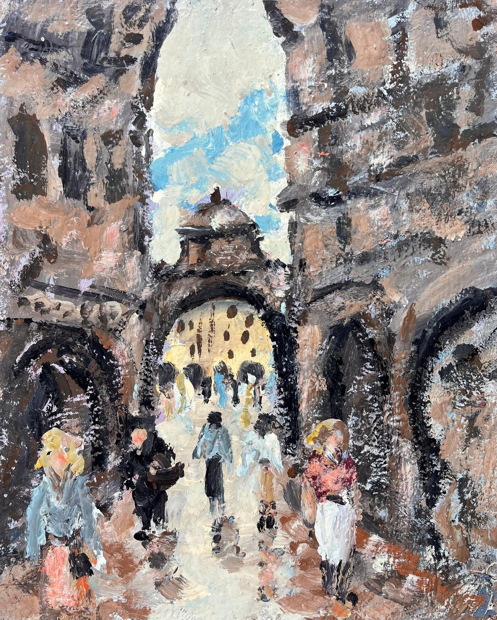 Orientalist Cairo Market Street Scene, Middle Eastern Bazaar