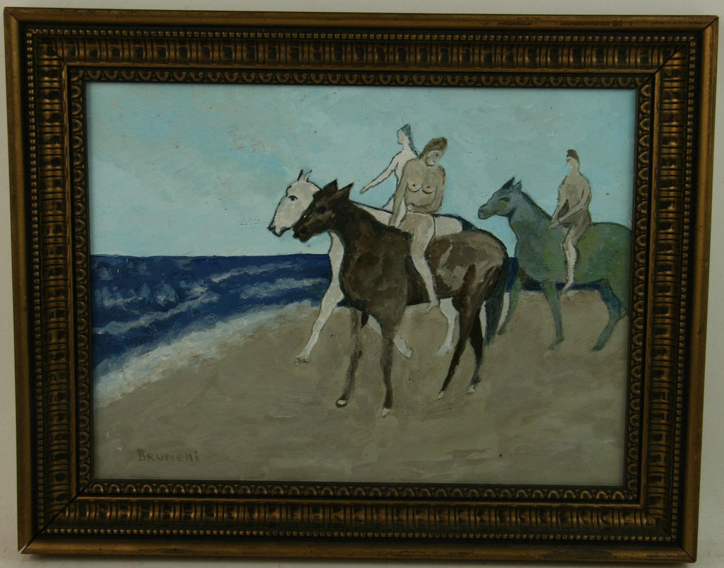 Surrealist Oil Painting Circus Horse Scene Lionel Kalish Fantasy Scene New York