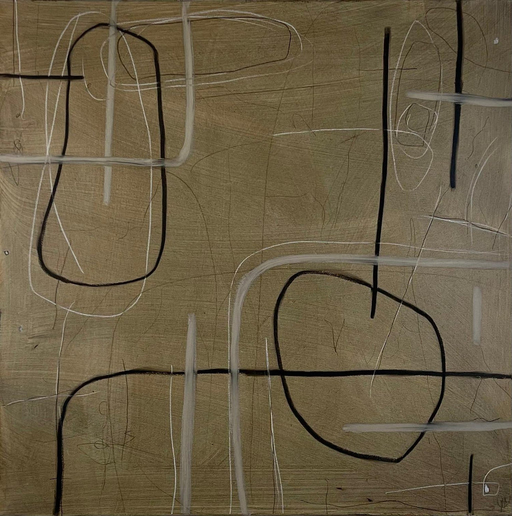 American Figurative Abstract Geometric Mixed Media Painting Judy Rifka