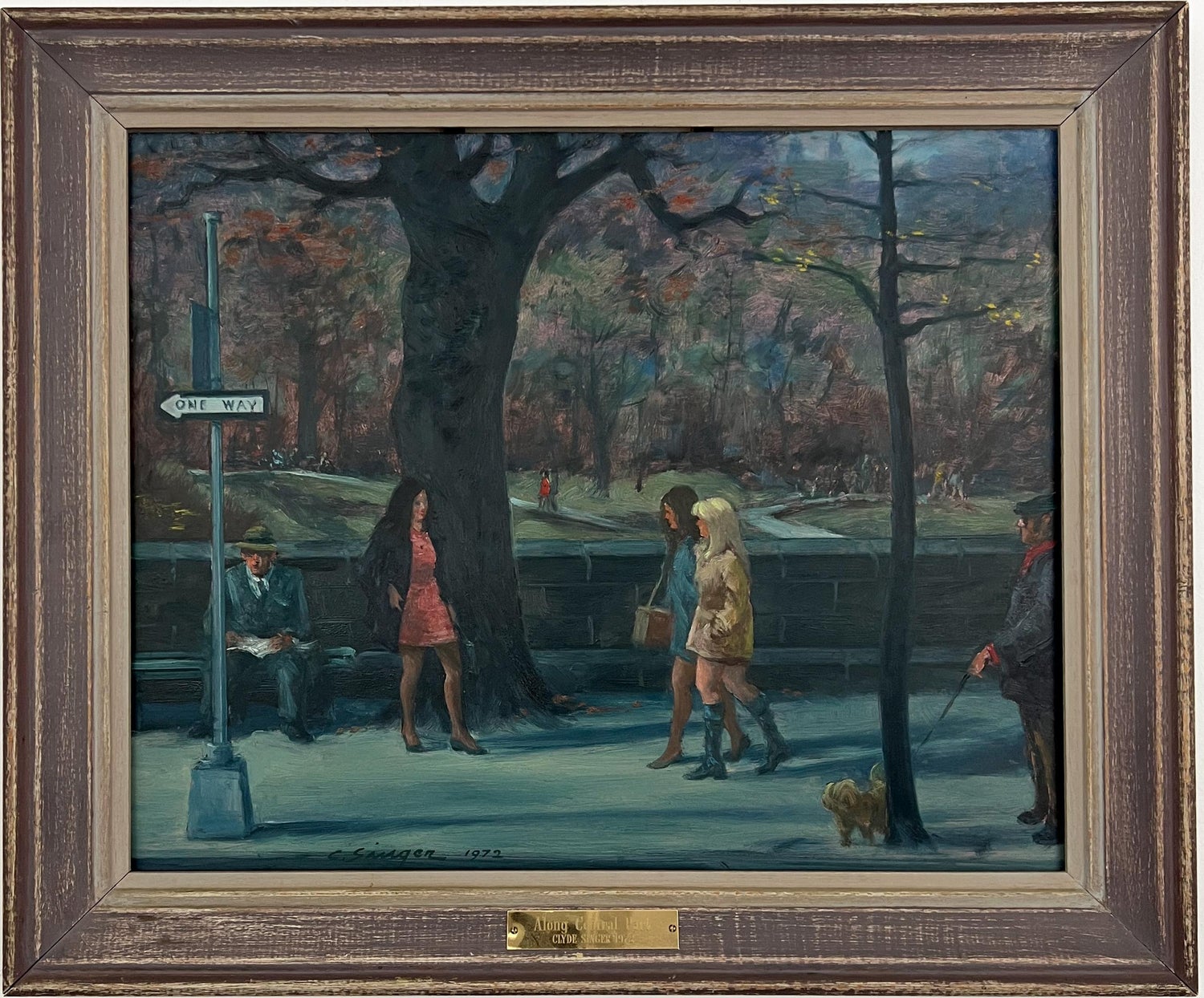 Large Oil Painting Central Park in Winter Robert Sarsony New York City in Snow