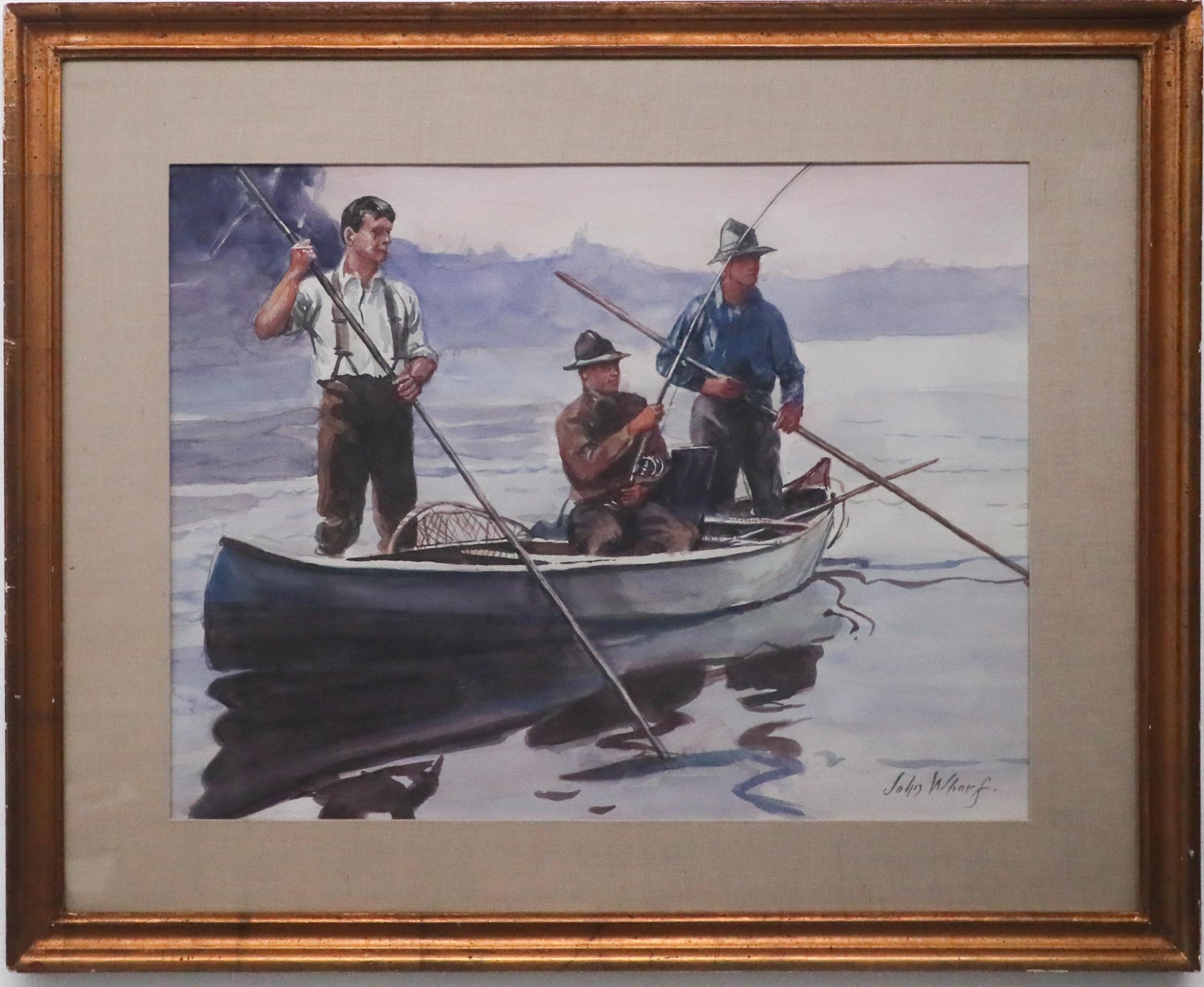 Whimsical Fishing Illustration Cartoon 1938 Mt Tremblant Ski Lodge William Steig
