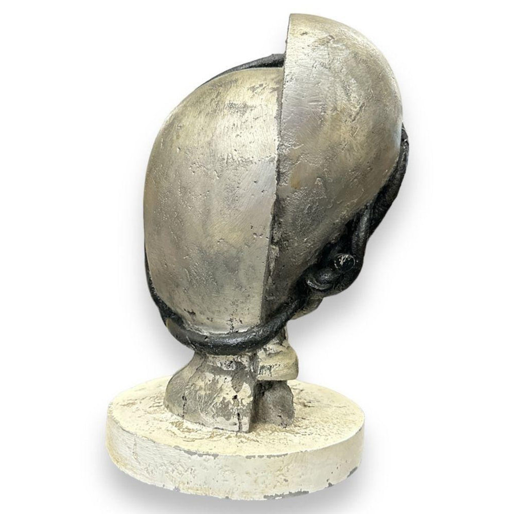 Mod Brutalist Abstract Metal & Painting Heavy Sculpture Bust George Nama