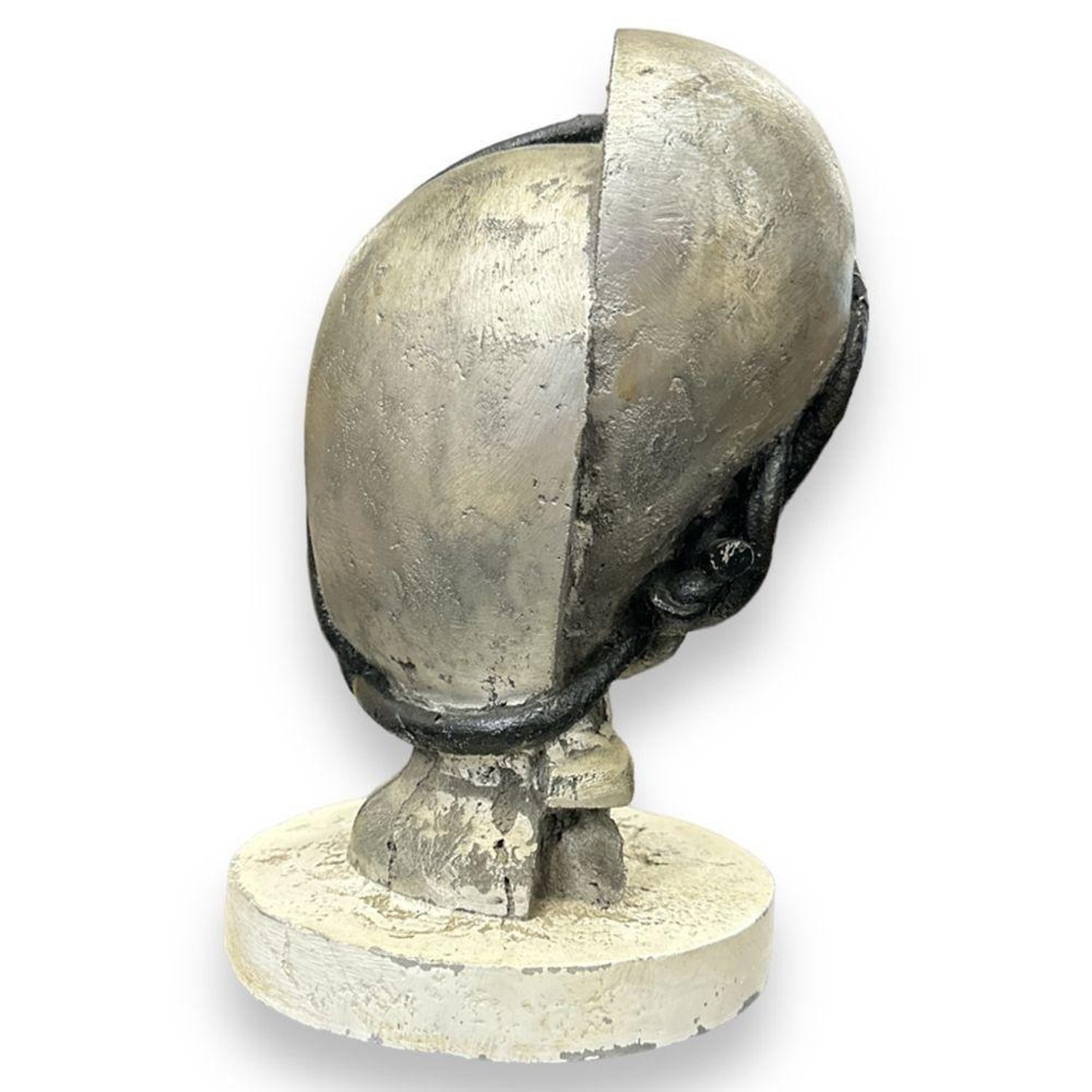 Mod Brutalist Abstract Metal & Painting Heavy Sculpture Bust George Nama