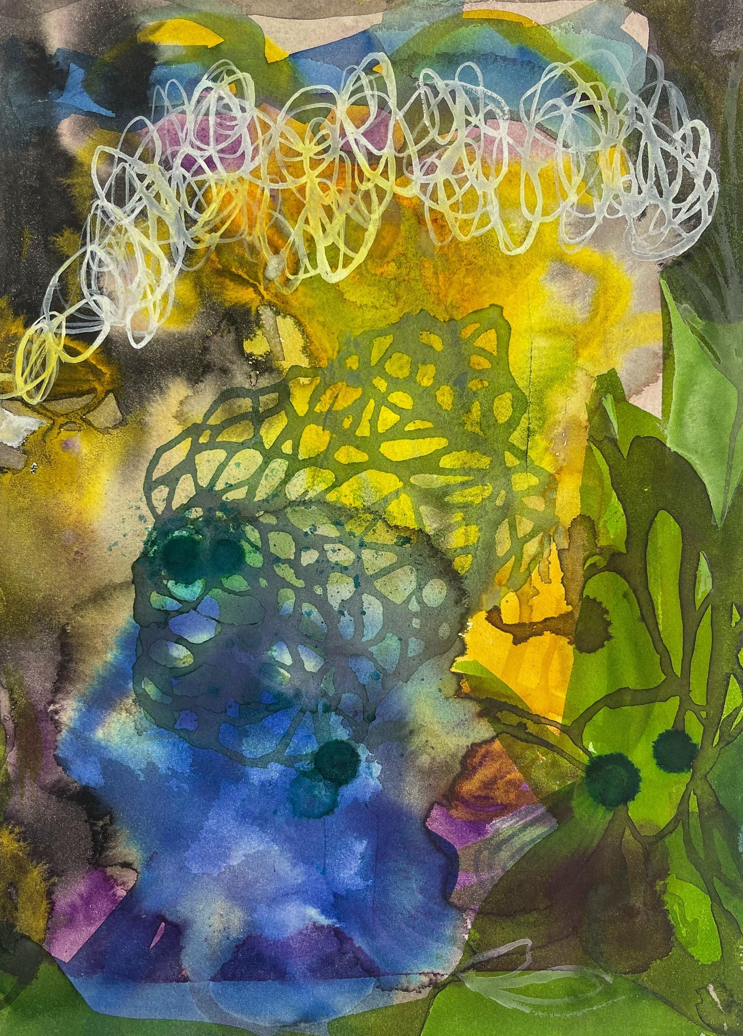Abstract Surrealist Spray Paint Mixed Media The Web Mason Rader