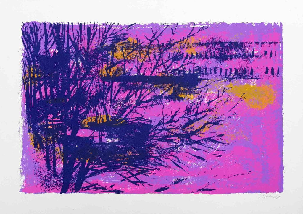 Motif (Purple), African American Artist Viola Leak Woodcut or Silkscreen Print
