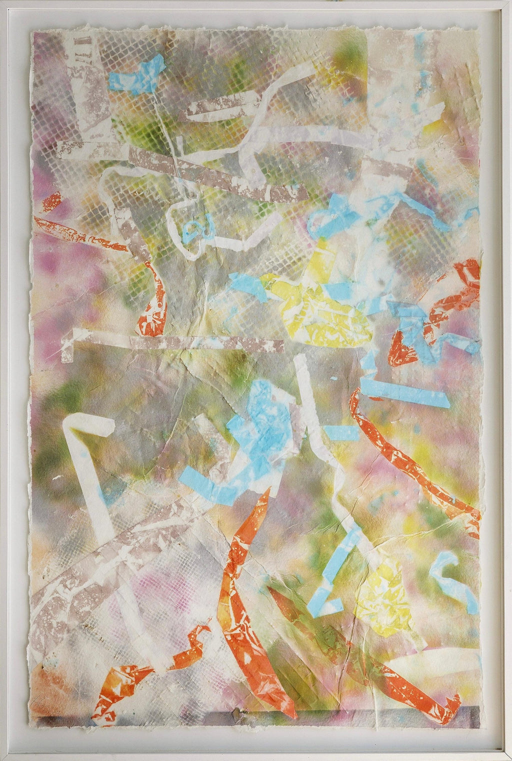 Abstract Modernist Colorful Mixed Media Monoprint Screen-print Handmade Paper