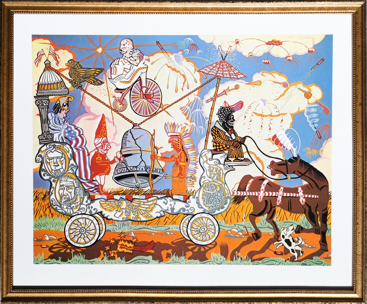 Huge Red Grooms Monotype Oil Painting LA Hollywood Circus Film Cartoon Pop Art