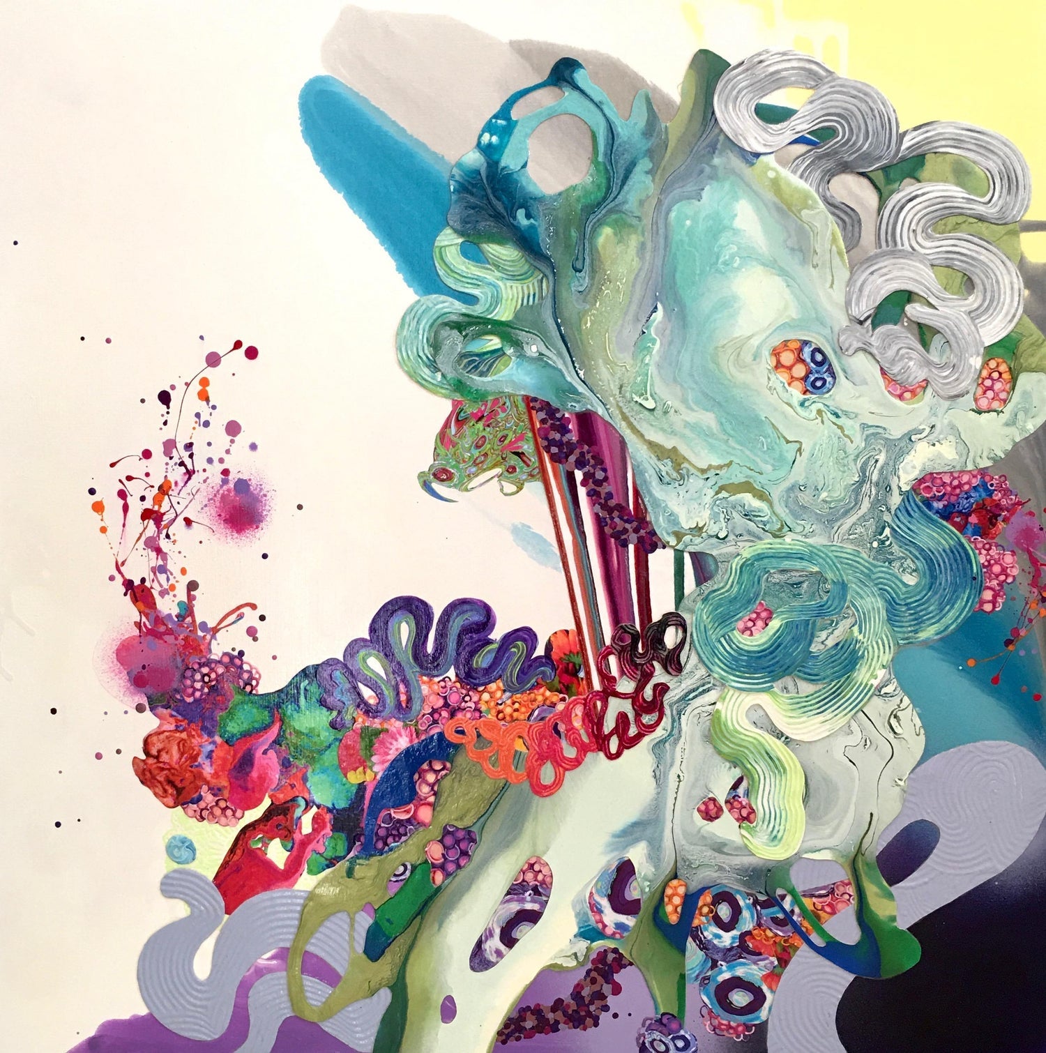Abstract Surrealist Spray Paint Painting Mixed Media Fleur D’Nuit Mason Rader