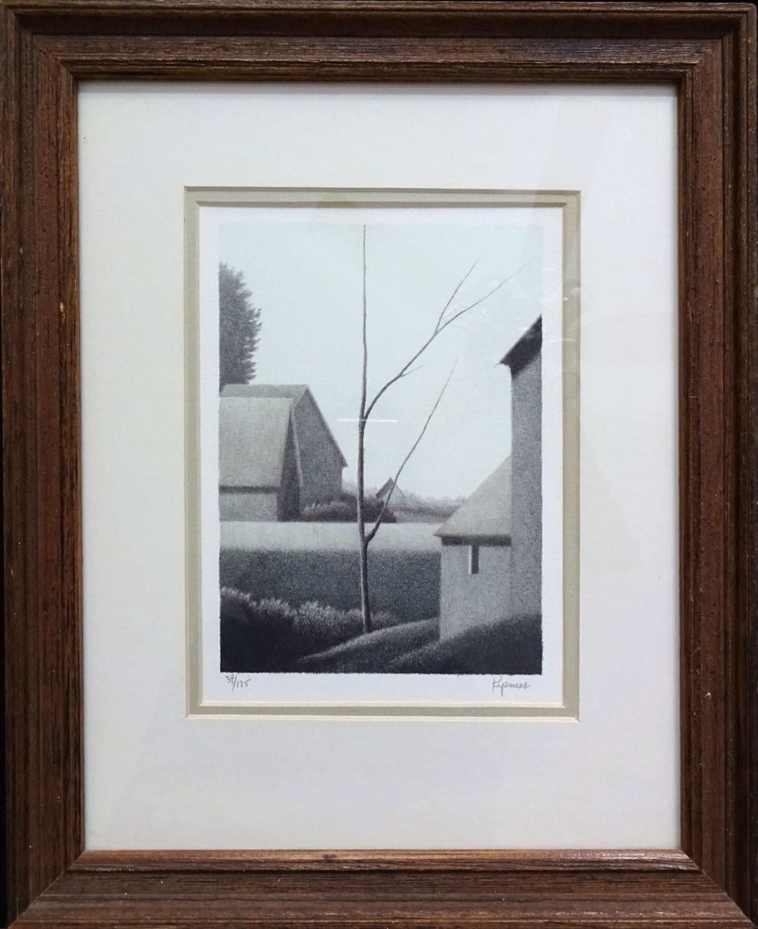 Monotype Print Painting Garden Scene Table Chair Joseph Solman American Art WPA