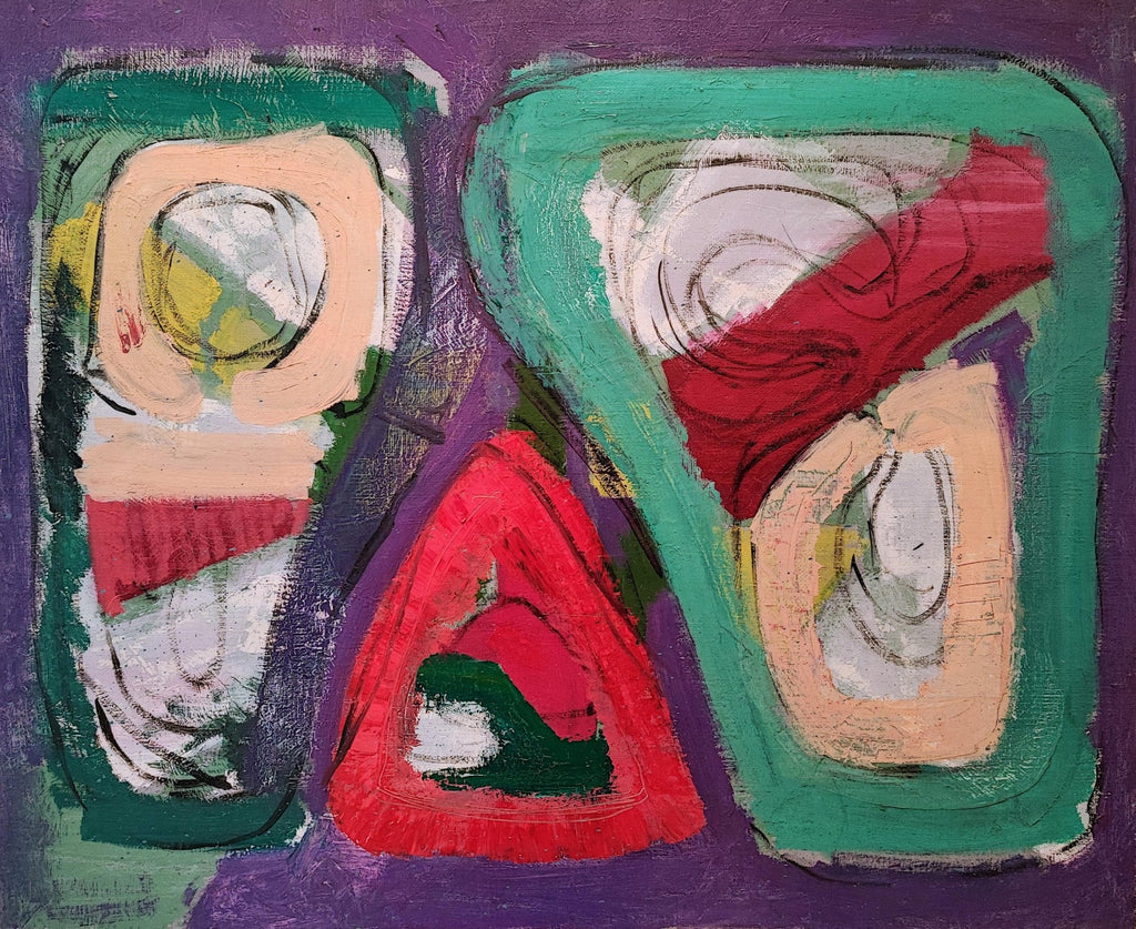 Japanese Modern Abstract 'Some Things of Value' Oil Painting