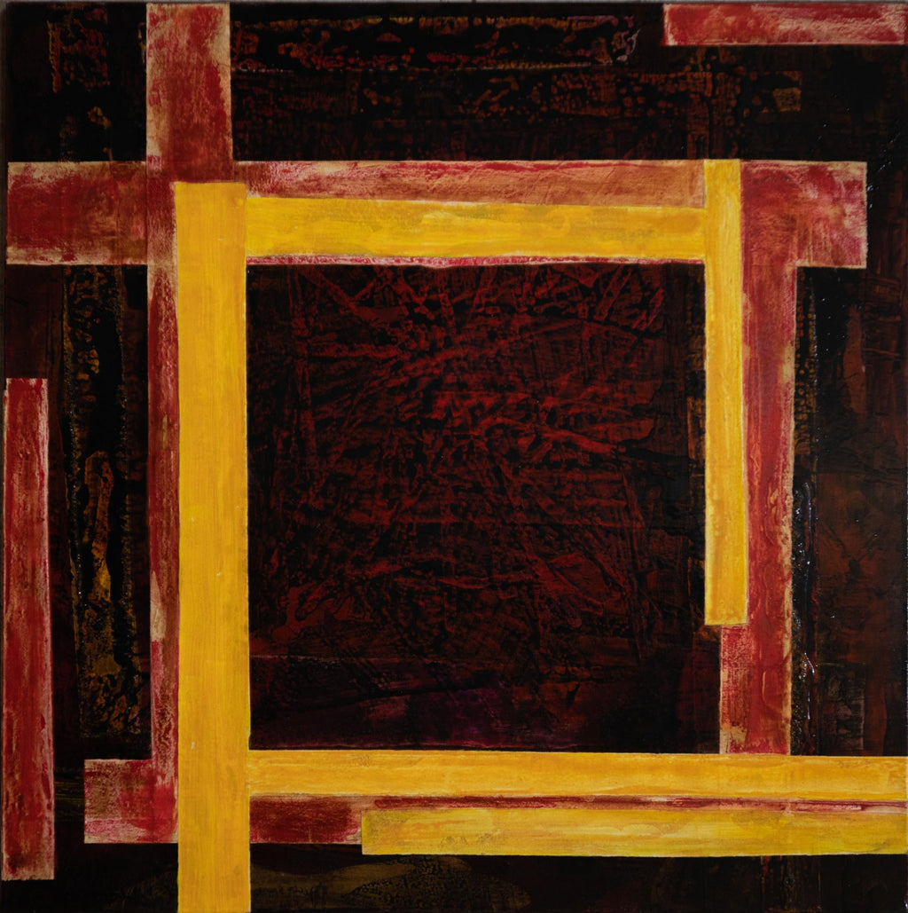 Feminist Surrealist French Abstract Apres Mondrian Oil Painting Myriam Bat Yosef