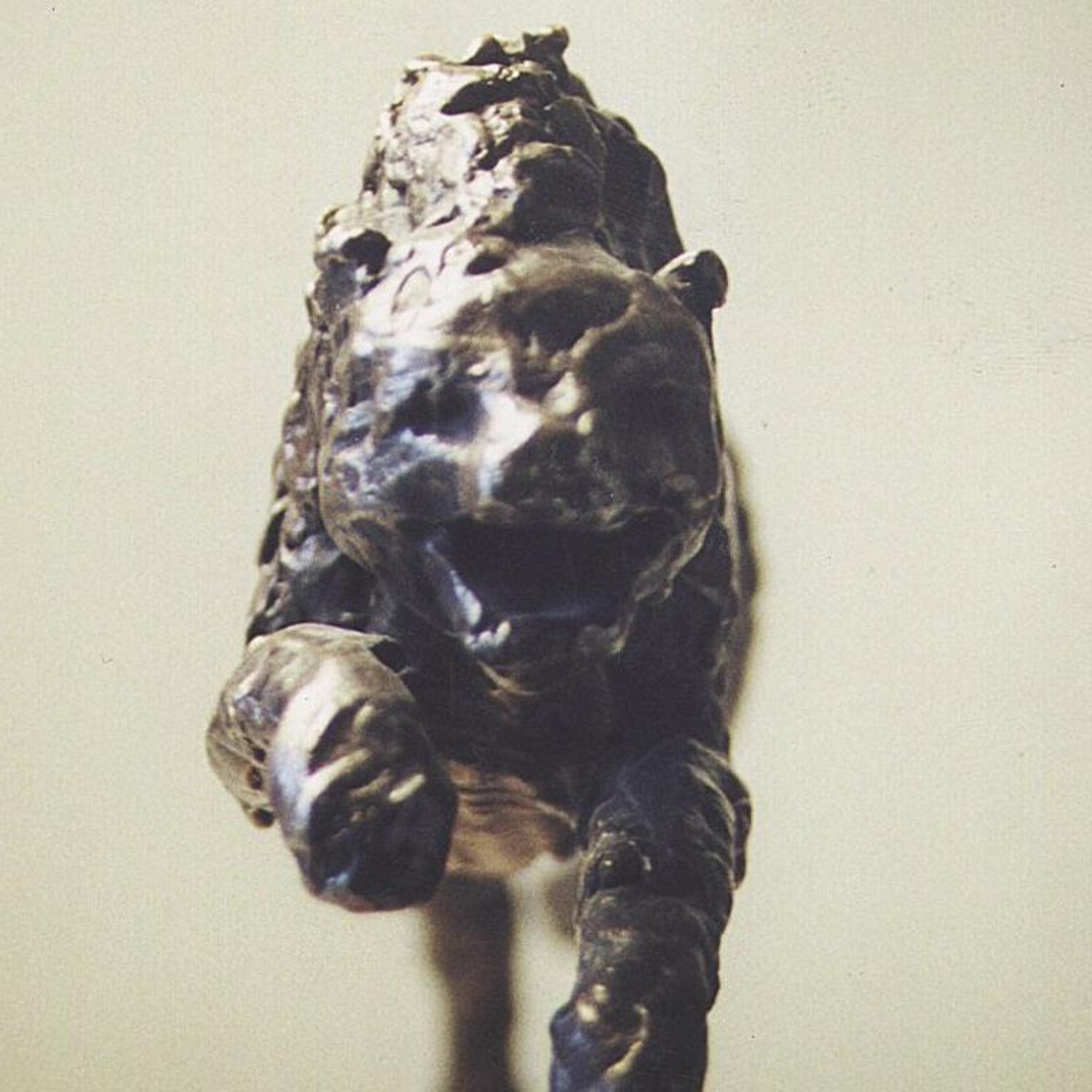 Polish Modernist Man Leaping Leopard Bronze Expressionist Art Sculpture