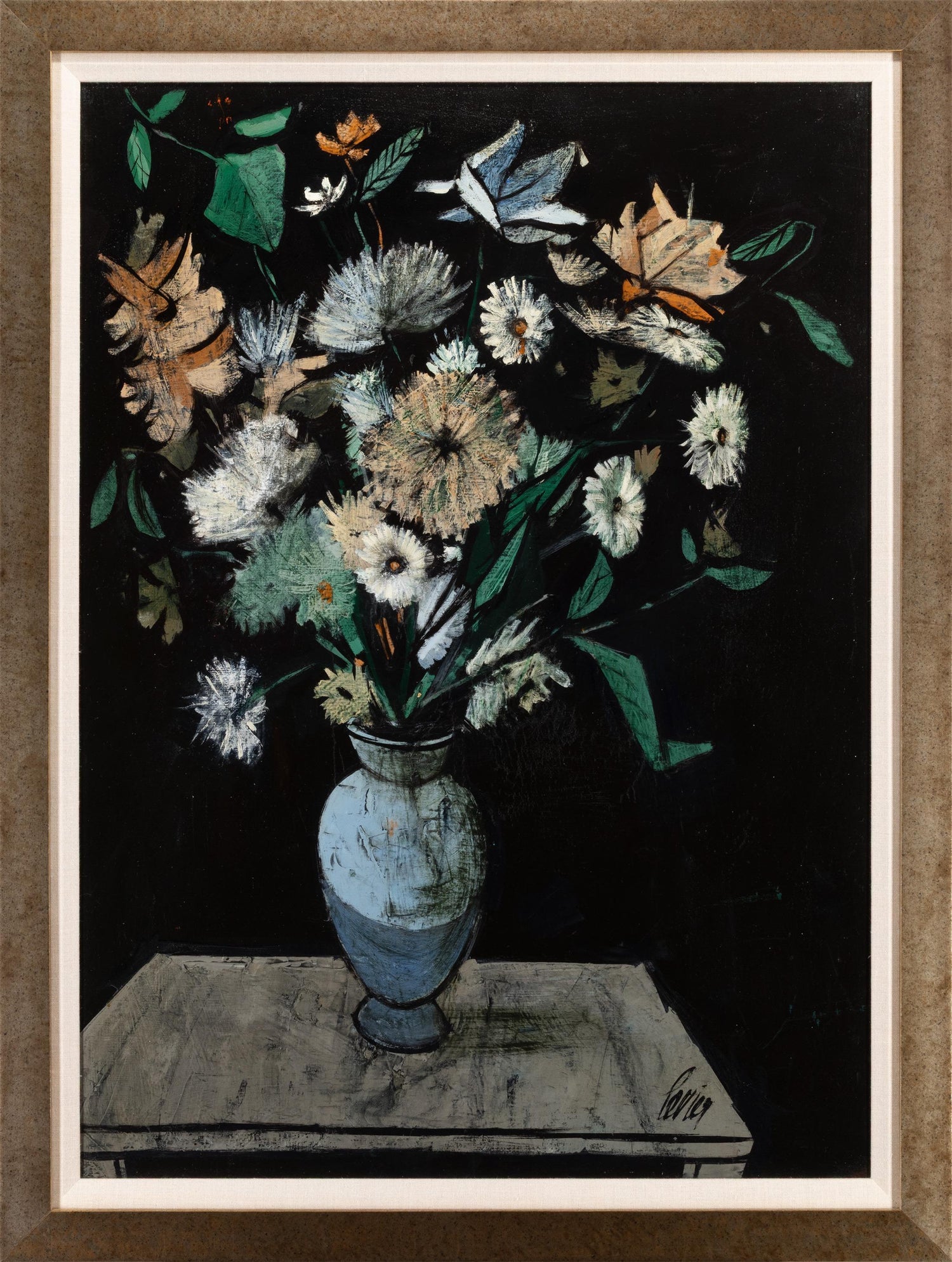 Charles Levier Modernist Artist Vase of Flowers in Bloom Window Paris Modernism