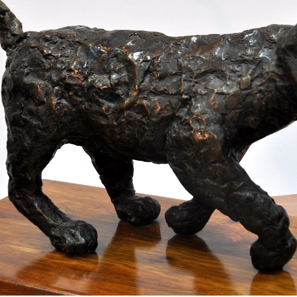 Polish Modernist Man Lioness Bronze Expressionist Lion Art Sculpture