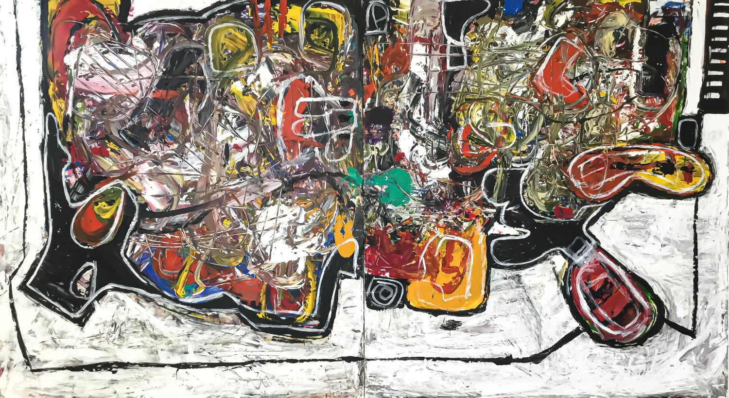Large Spanish Contemporary Art Juan Suarez Abstract Bold Painting Triptych Group