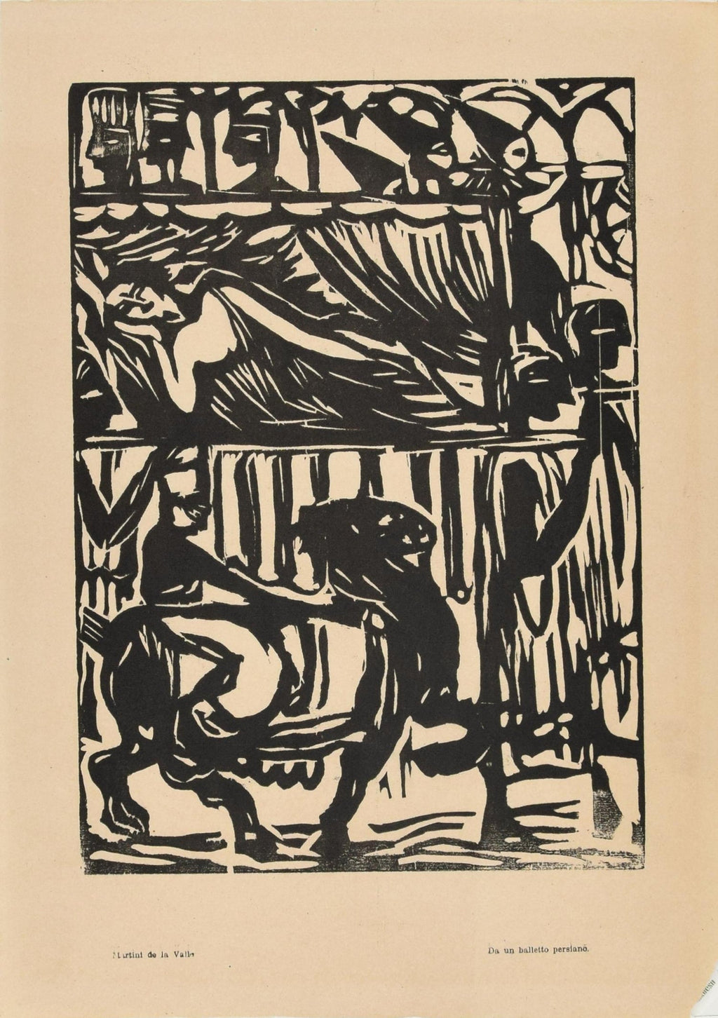 Rare 1923 Cubist Reuven Rubin Woodcut Woodblock Print Israeli Hasidic Judaica
