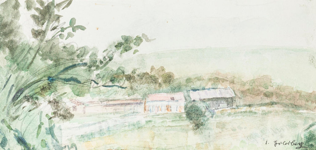Expressionist Watercolor Landscape Painting Jewish Modernist