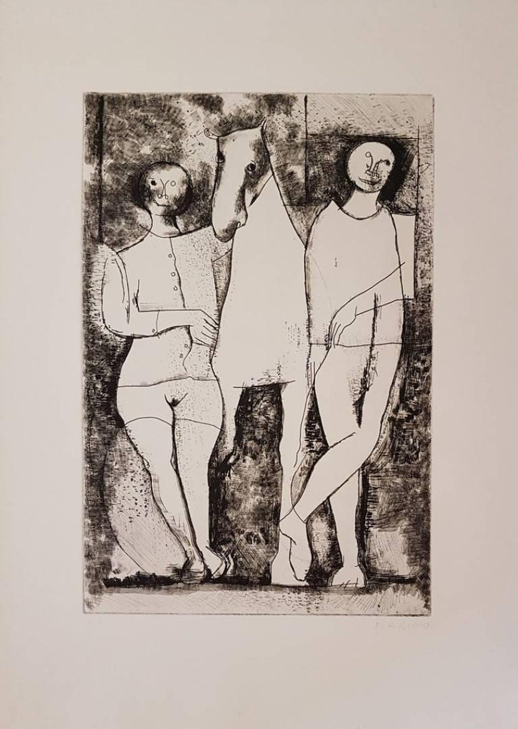 Marino Marini Italian Modernist Il Teatro Etching Hand Signed and Numbered