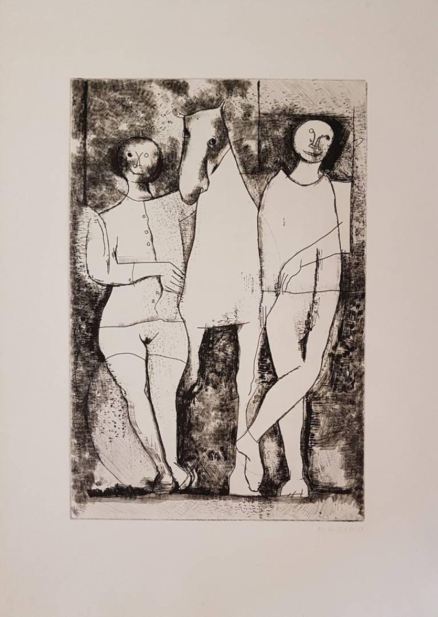 Marino Marini Italian Modernist Il Teatro Etching Hand Signed and Numbered