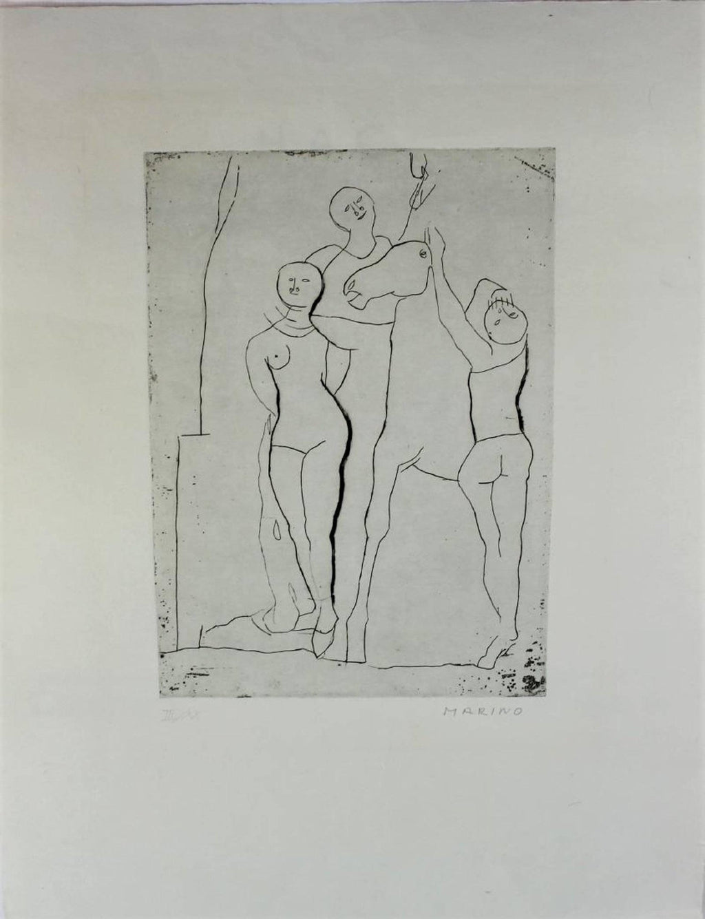 Marino Marini Italian Modernist Il Teatro Etching Hand Signed and Numbered