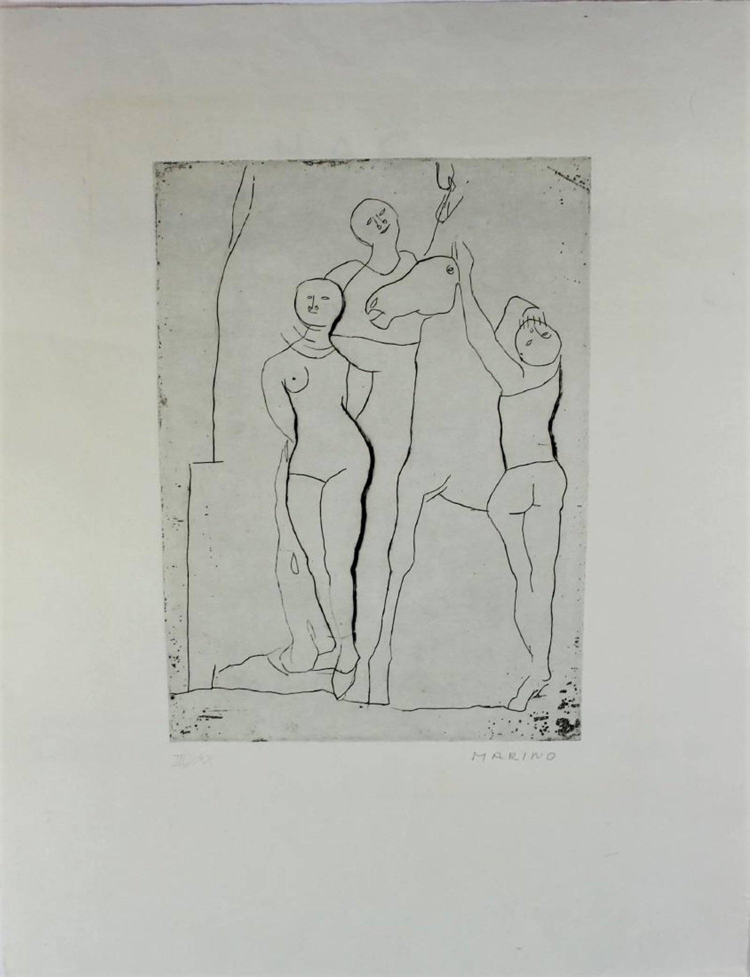 Marino Marini Italian Modernist Il Teatro Etching Hand Signed and Numbered