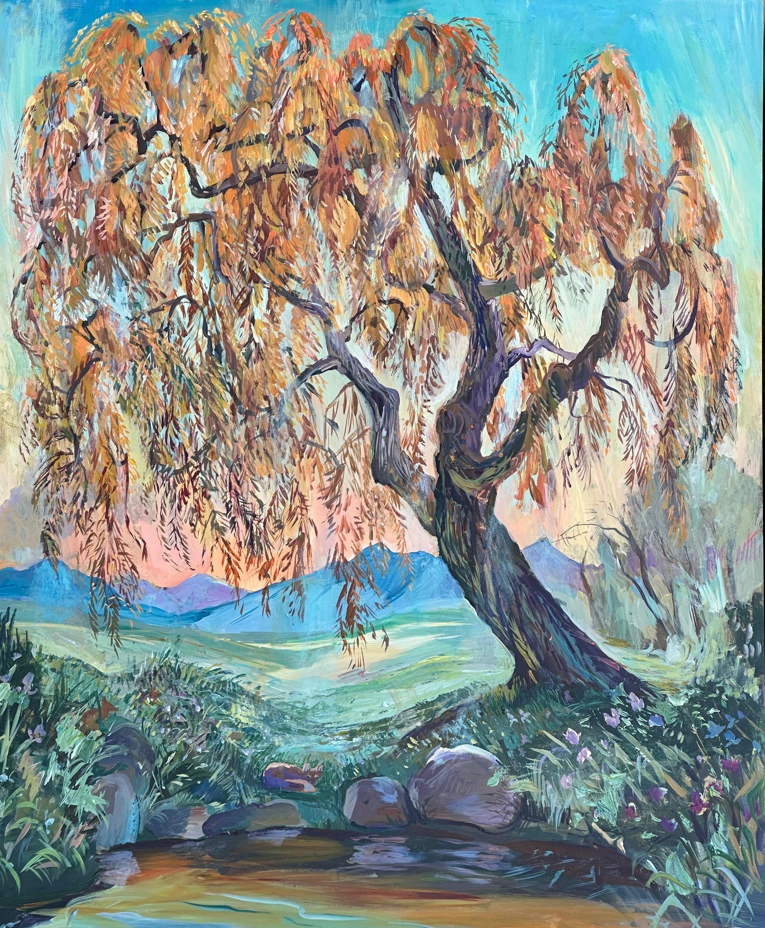 Original Painting "Promises" Tropical Jungle Painting Panthers, Gustavo Novoa